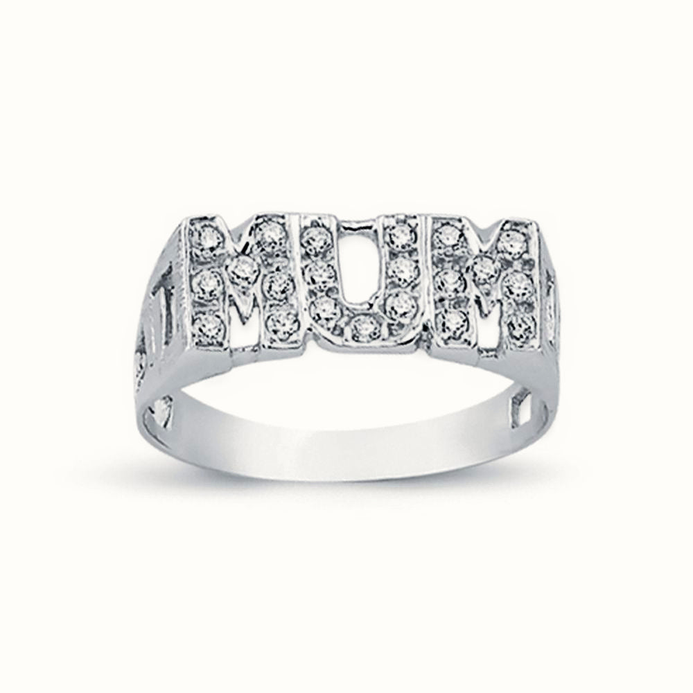 Sterling Silver CZ Set Mum Ring Curb Shoulders – ARN101