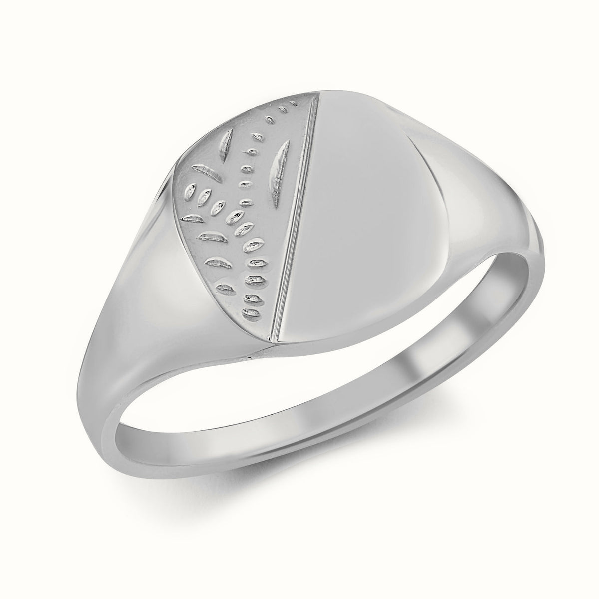Sterling Silver Cushion Shape Half Engraved Signet Ring – ARN120
