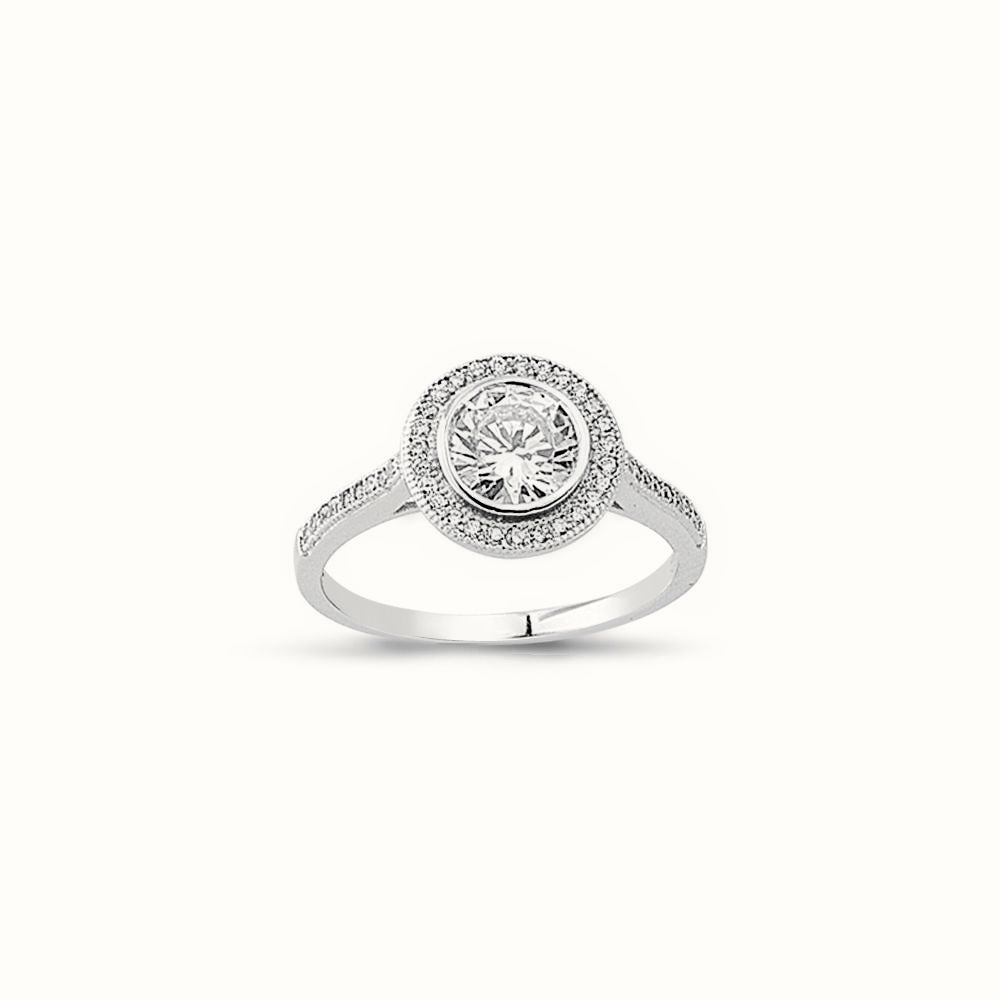 Sterling Silver CZ Halo Ring – ARN141