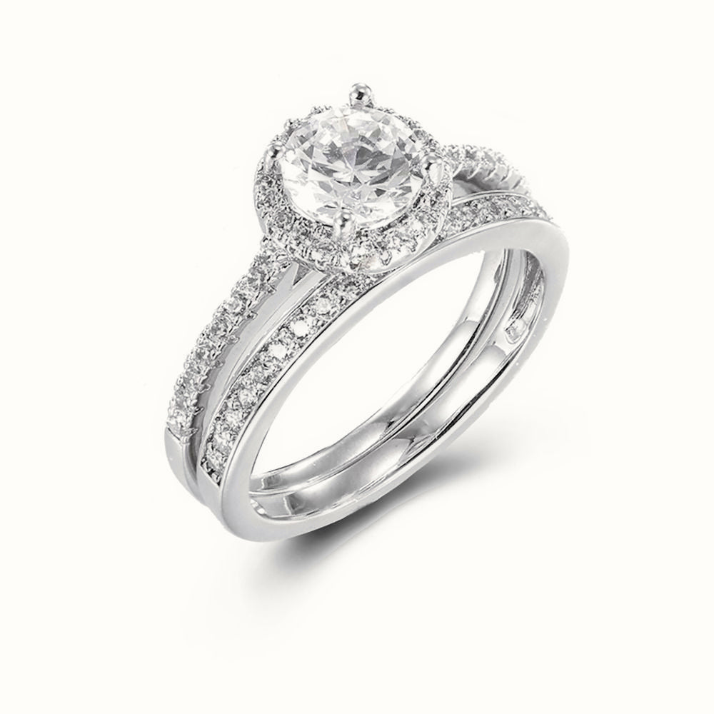 Sterling Silver CZ RBC and Half ET Set Rings – ARN154