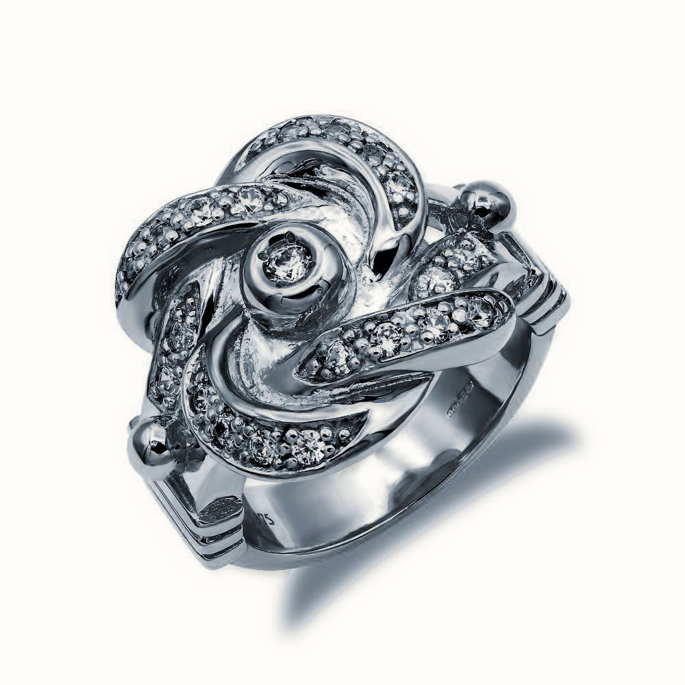 Sterling Silver CZ Set Knot Ring – ARN163