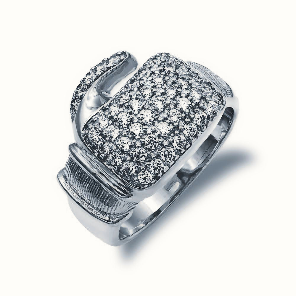 Sterling Silver CZ Set Boxing Glove Ring – ARN165