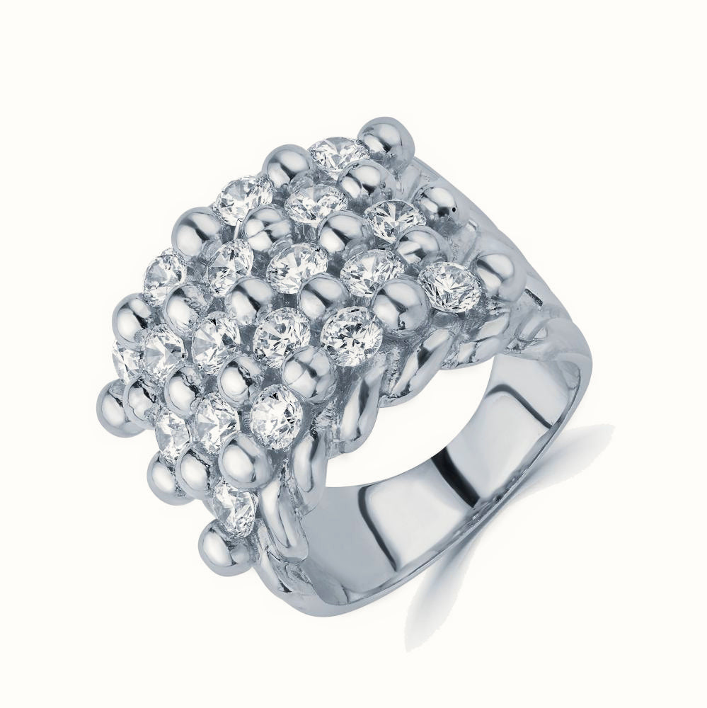 Sterling Silver CZ Set Keeper Ring – ARN167