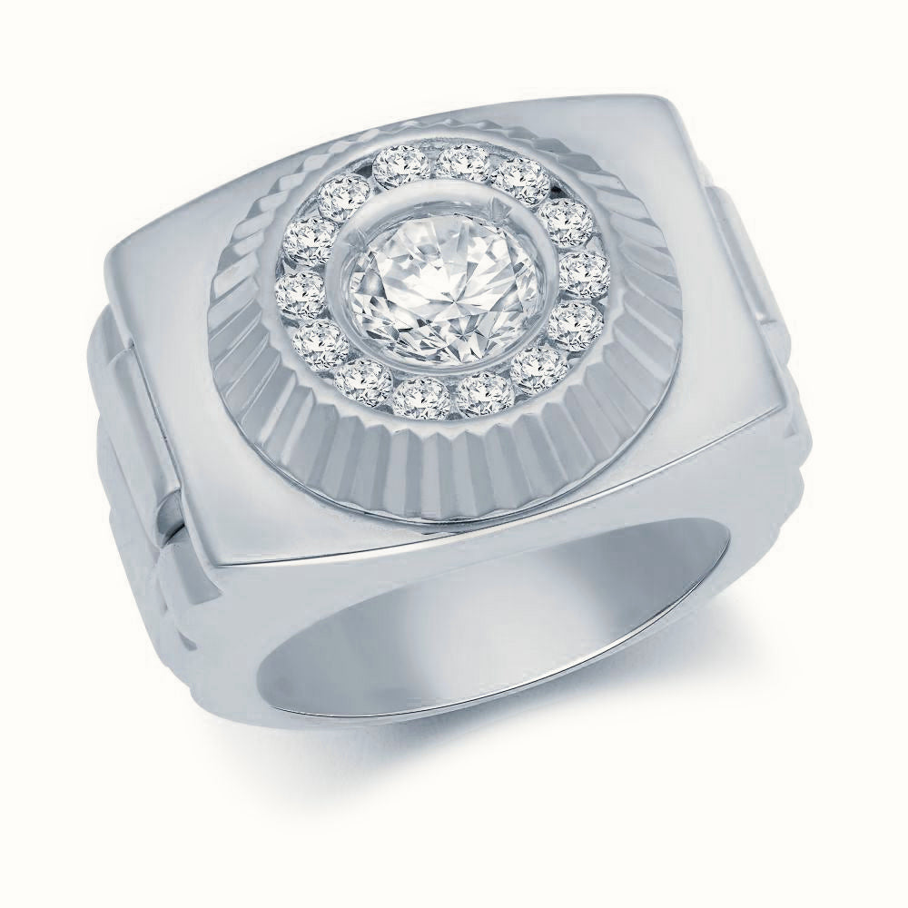 Sterling Silver CZ Set Watch Bracelet Ring – ARN168