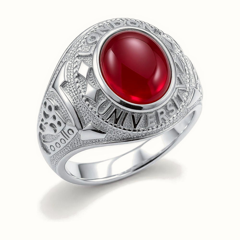 Sterling Silver Red Stone College Ring – ARN170