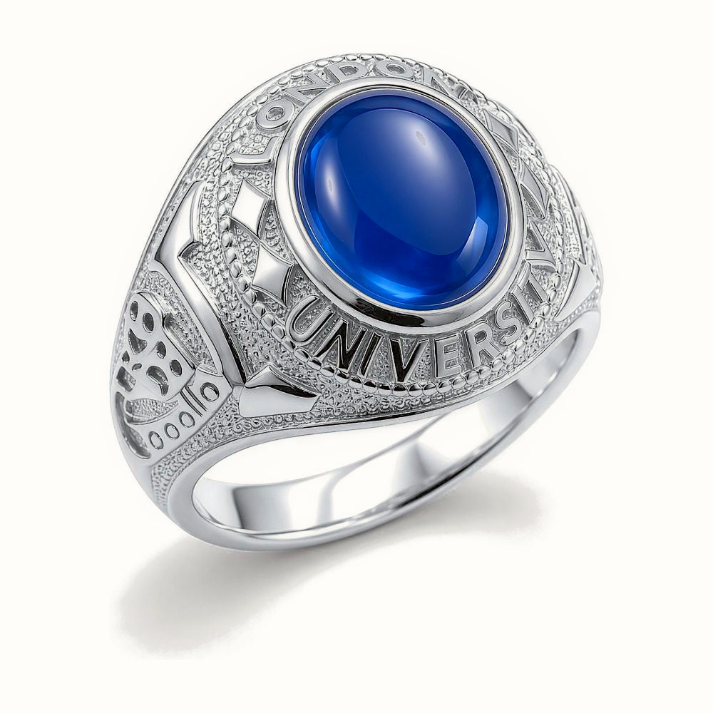 Sterling Silver Blue Stone College Ring – ARN171
