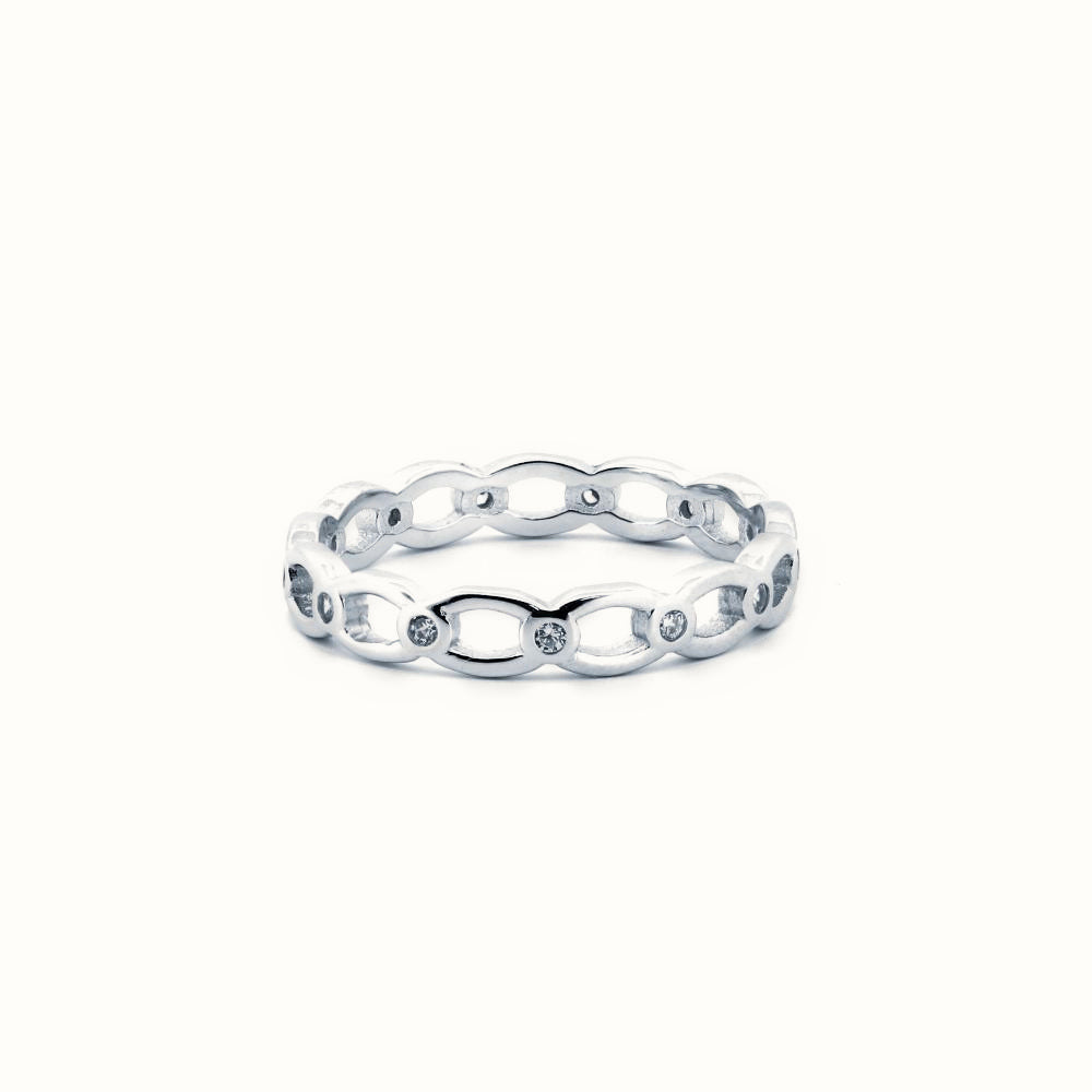 Sterling Silver Rhodium CZ Set Dress Ring – ARN184