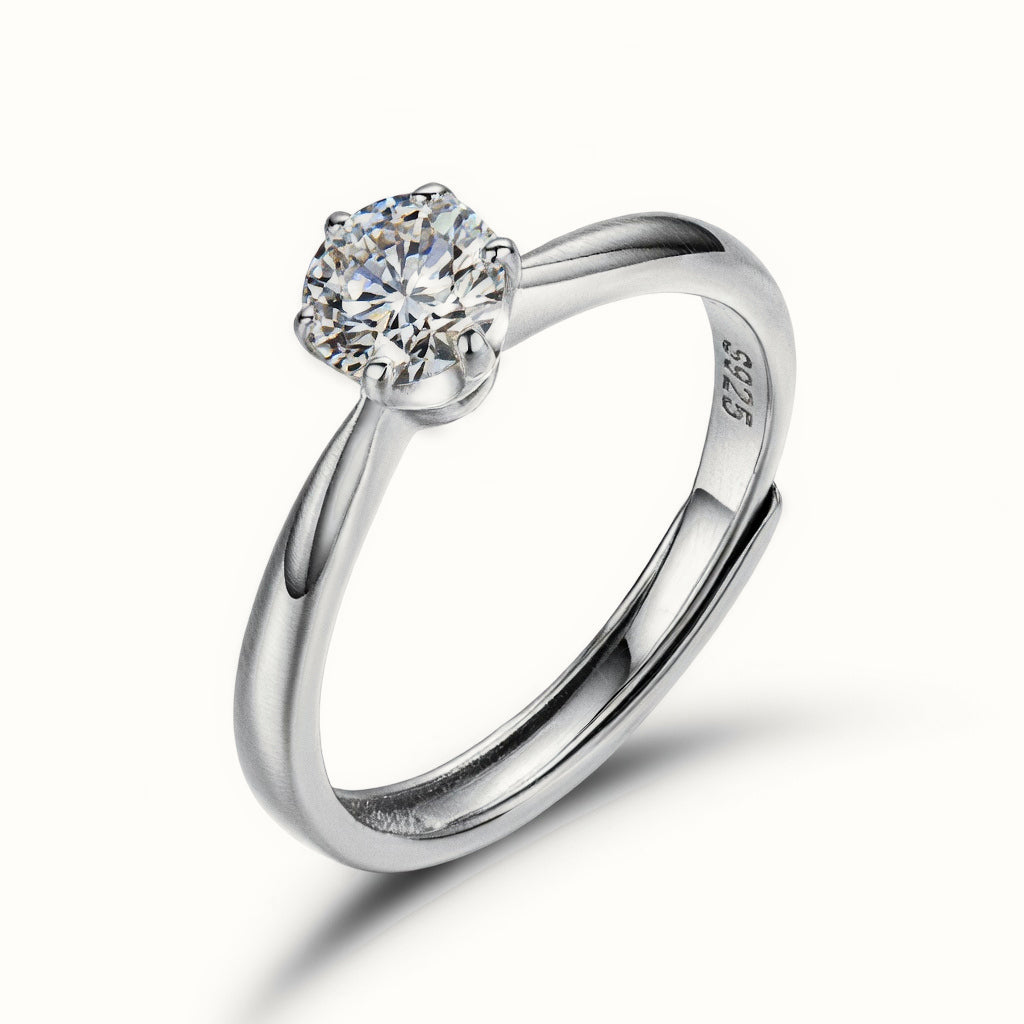Sterling Silver 5mm CZ Set Adjustable Solitaire Ring – ARN206A