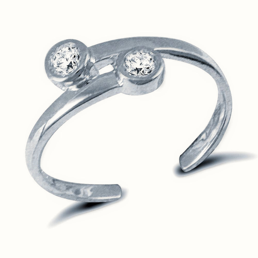 Sterling Silver Cross Over CZ Set Toe Ring – ATR020