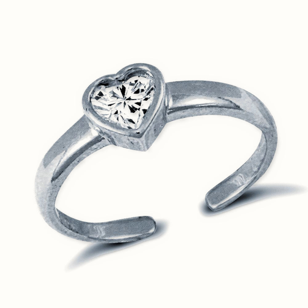 Sterling Silver CZ Set Heart Toe Ring – ATR021