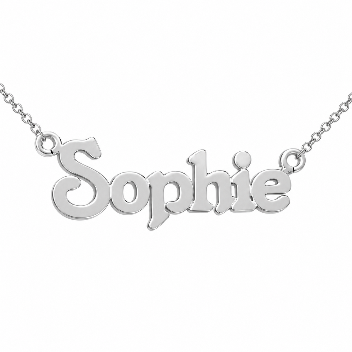 Sterling Silver Simple Letter Nameplate with Chain - SNP014