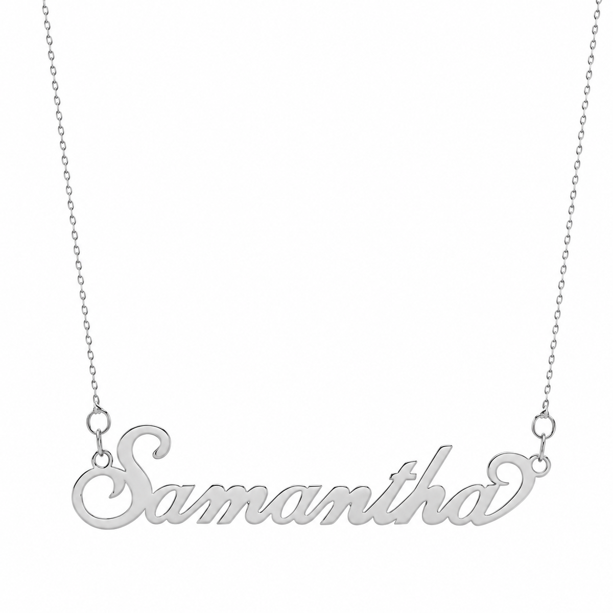 Sterling silver flourish script personalised nameplate necklace