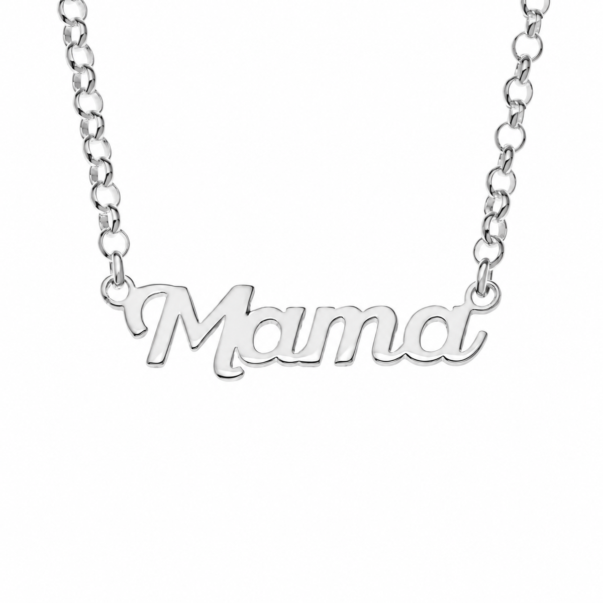Sterling Silver Soft Italic Nameplate with Chain - SNP026