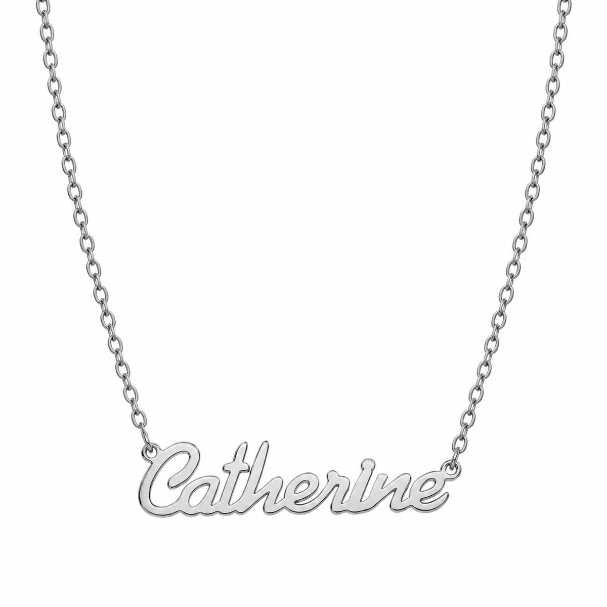 Sterling Silver Classic Script Nameplate with Chain - SNP028
