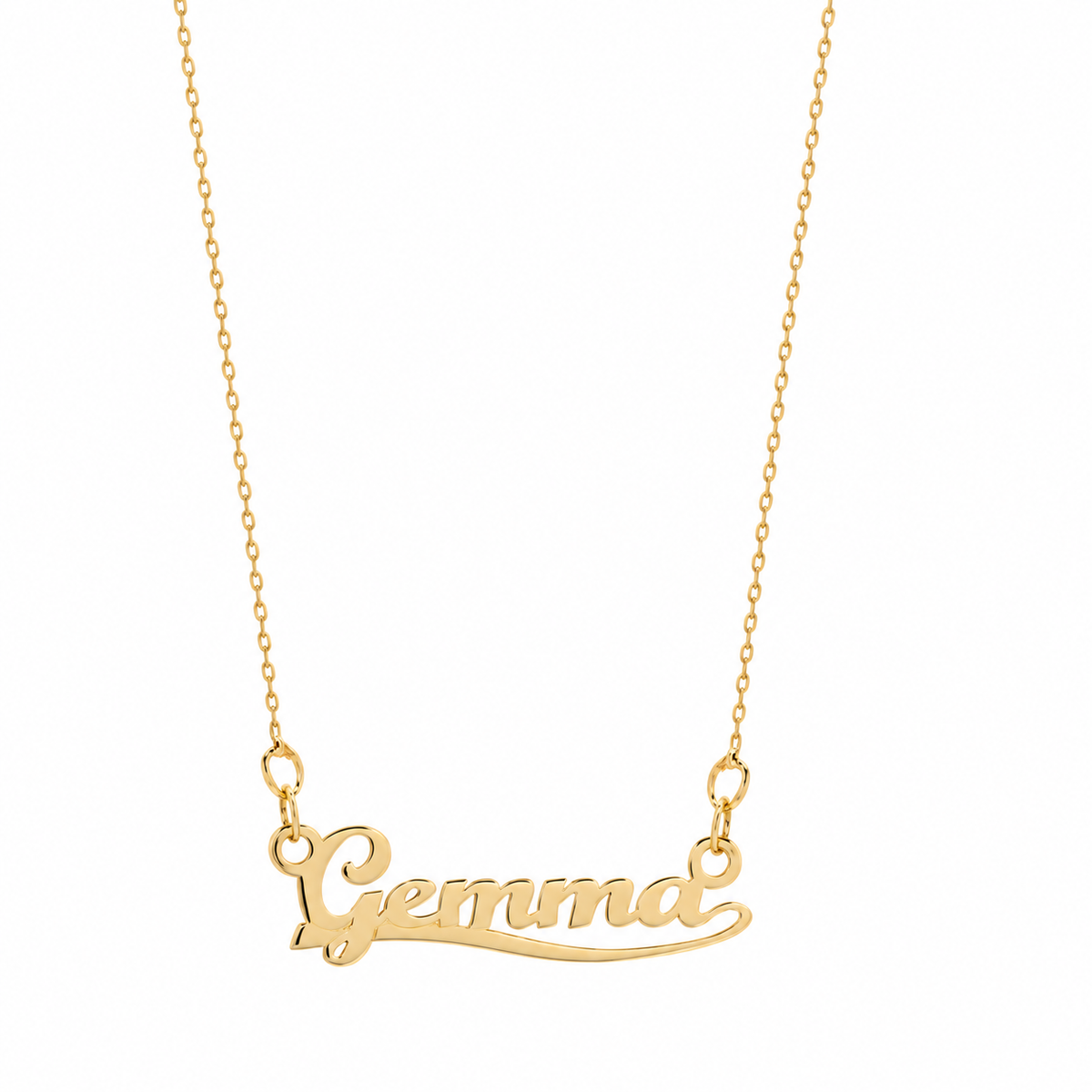9ct yellow gold underlined script personalised nameplate necklace