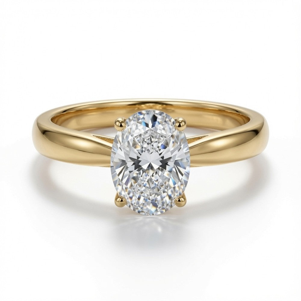 9ct yellow gold 1.00ct lab-grown diamond oval solitaire ring