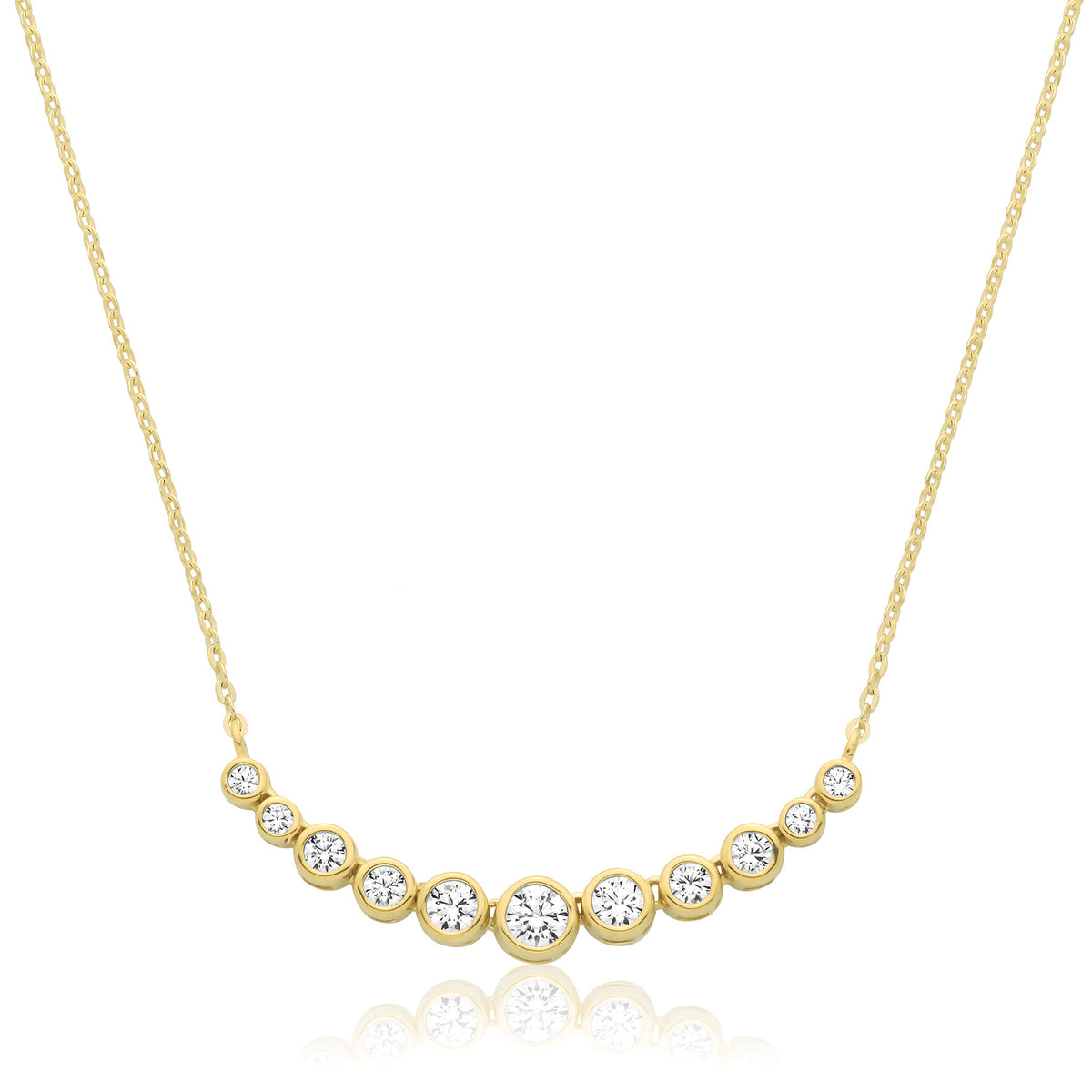 9ct Yellow Gold Graduated CZ Necklet - NK1614