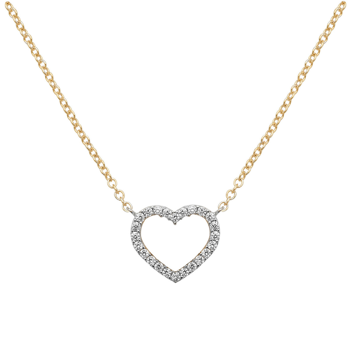 9ct Gold CZ Open Heart Necklet - NK344