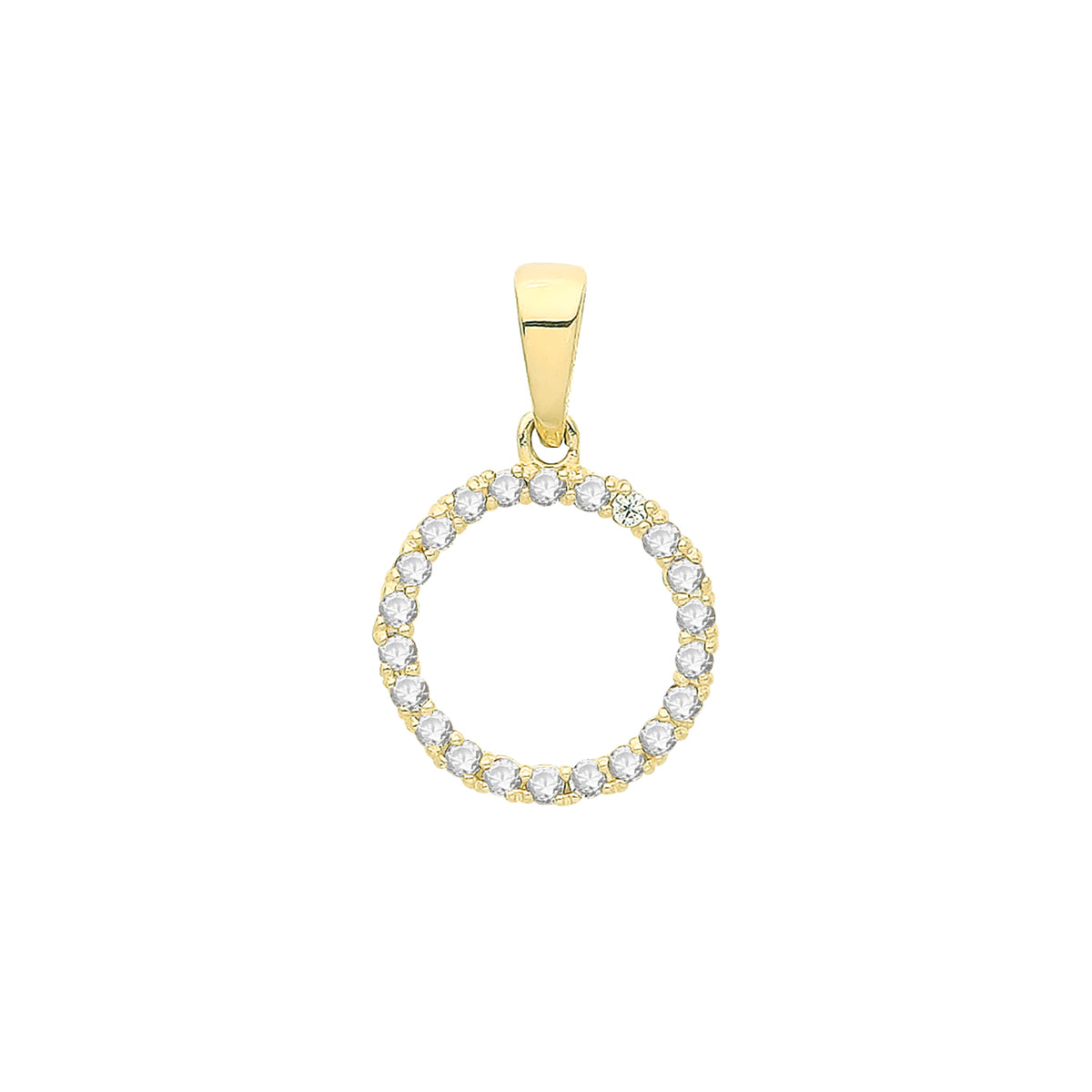 9ct Gold CZ Circle Pendant - PN1257