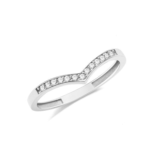 9ct Gold CZ Wishbone Ring - RN965W