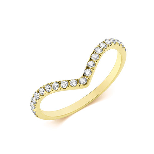 9ct Yellow Gold CZ Set Wishbone Ring - RN984