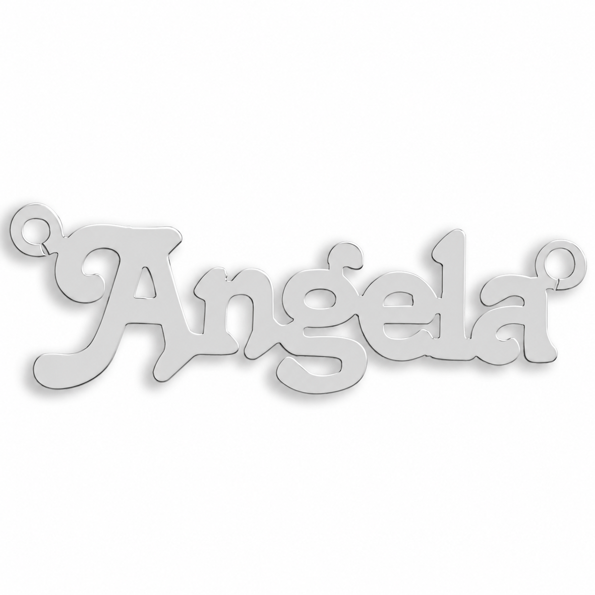 Sterling silver Small Terra personalised nameplate, example Debbie, illustrative image