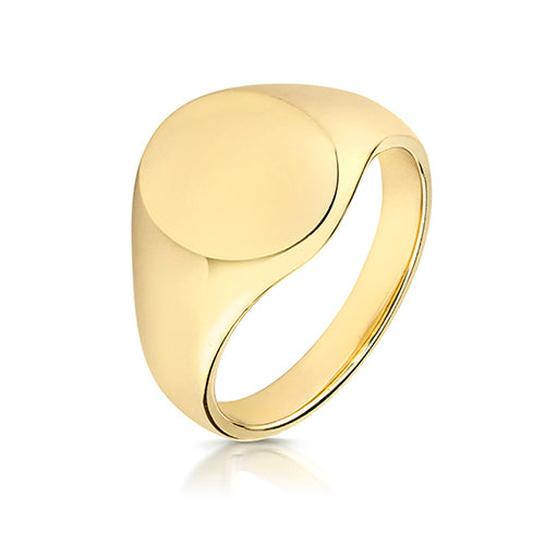9ct Yellow Gold Oval Signet Ring 12mm x 10mm - TG103