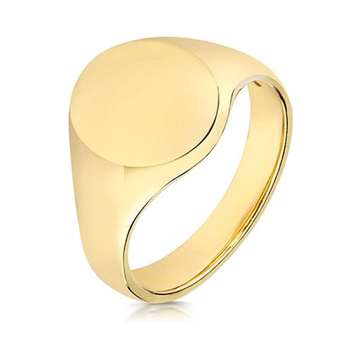 9ct Yellow Gold Oval Signet Ring 14mm x 12mm - TG104