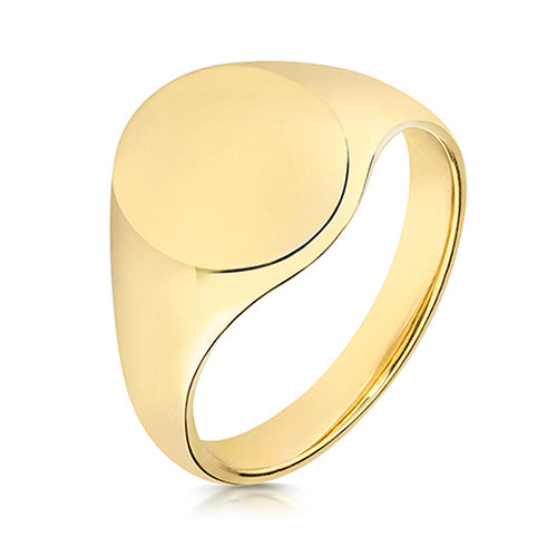 9ct Yellow Gold Oval Signet Ring 14mm x 12mm - TG104