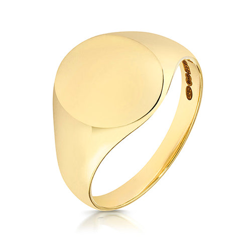 9ct Yellow Gold Oval Signet Ring 14mm x 12mm - TG104