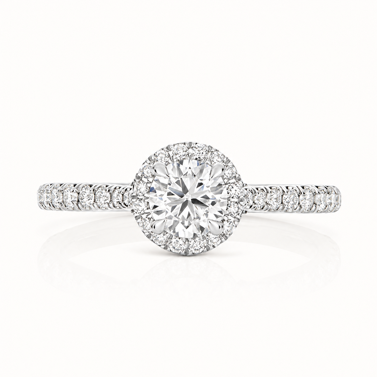 18ct white gold round halo lab diamond engagement ring alternative view