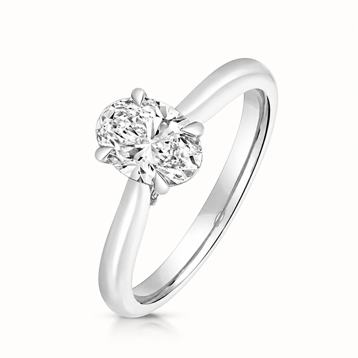 18ct white gold oval lab diamond engagement ring front view