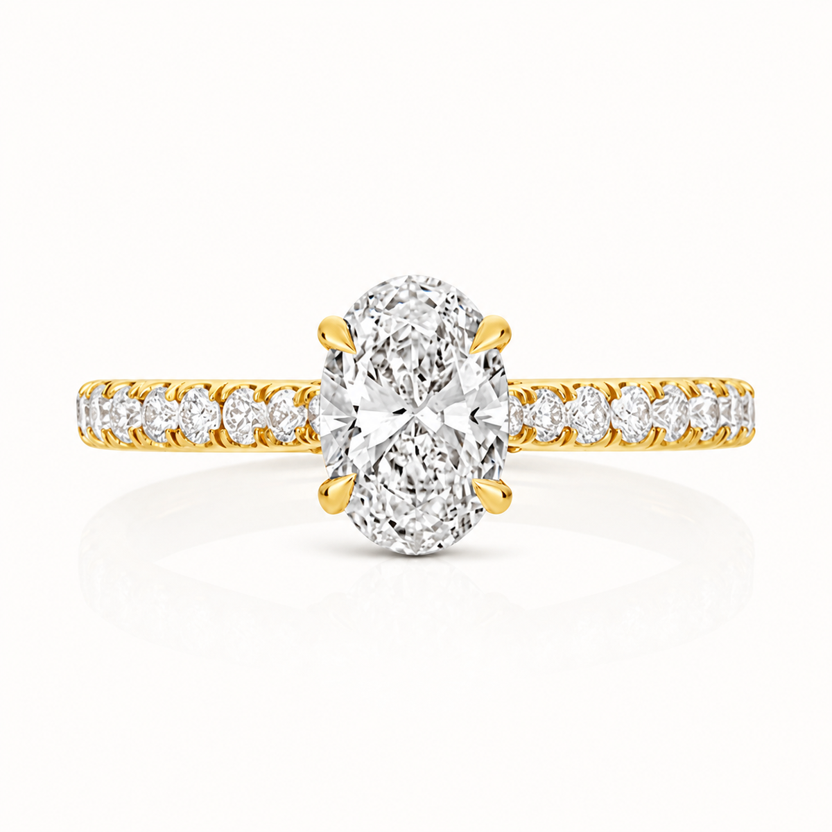 18ct yellow gold oval lab diamond engagement ring alternative view