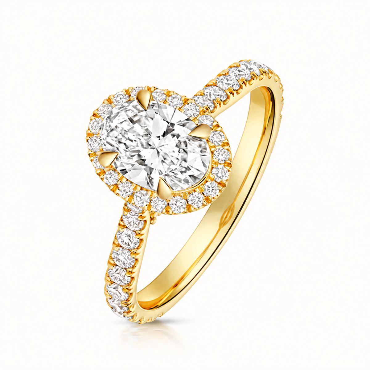 18ct yellow gold oval lab diamond engagement ring front view