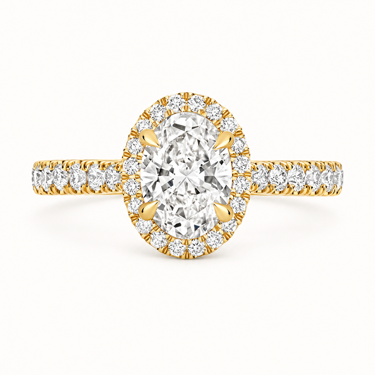 18ct yellow gold oval lab diamond engagement ring alternative view