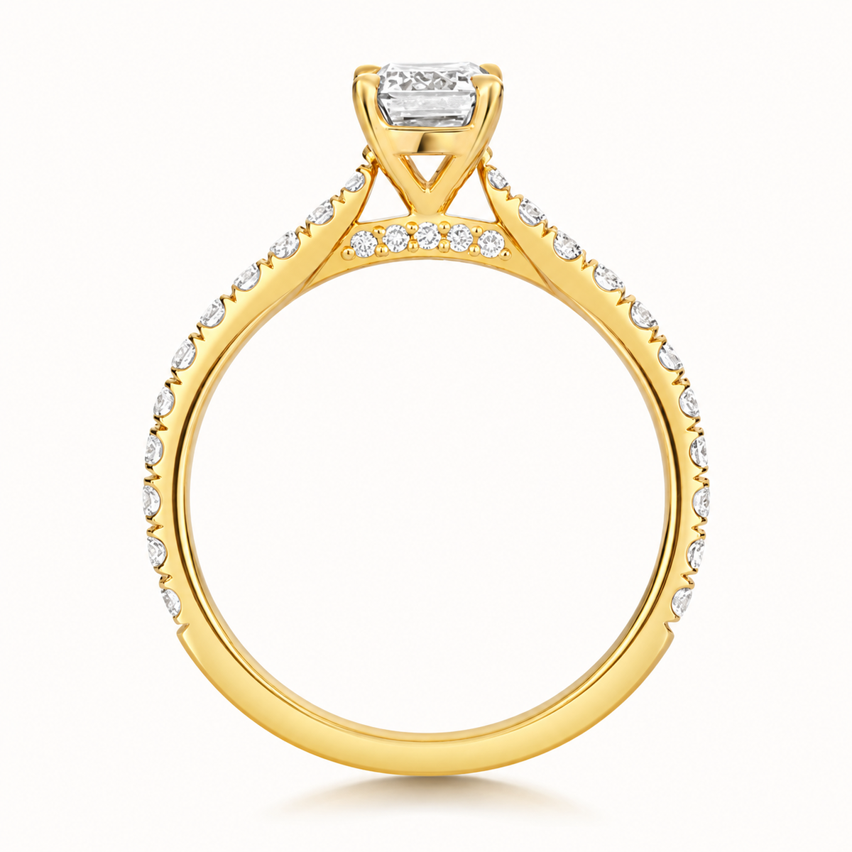18ct yellow gold emerald cut lab diamond engagement ring alternative view