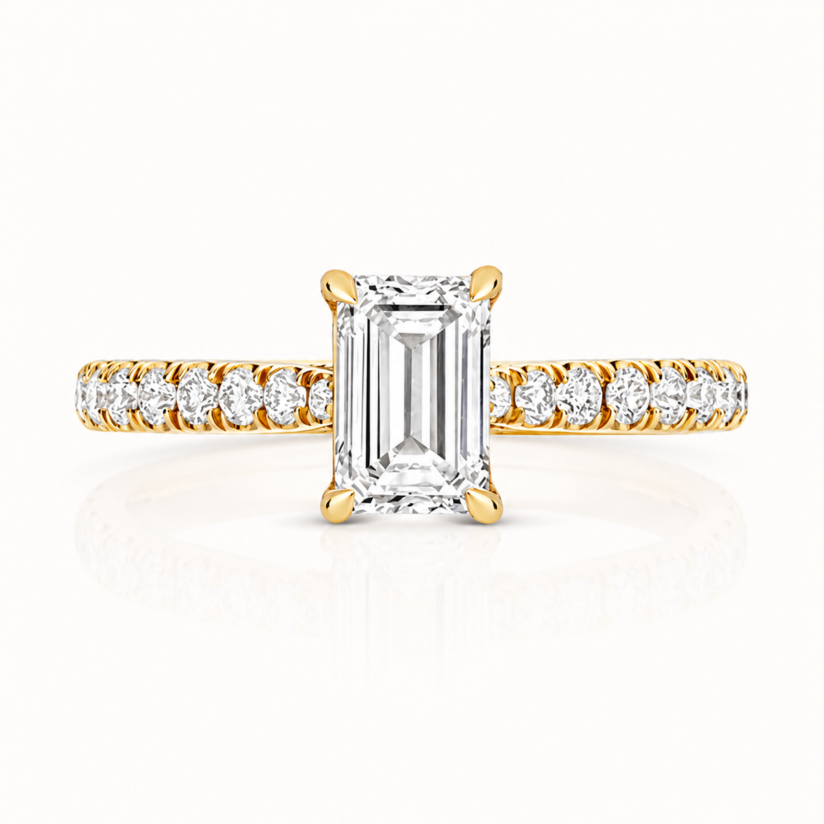 18ct yellow gold emerald cut lab diamond engagement ring alternative view