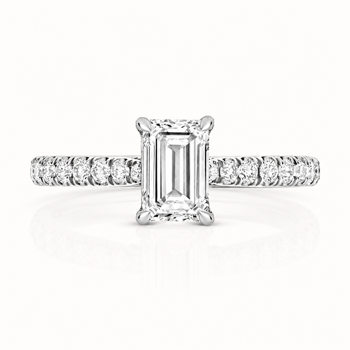 18ct white gold emerald cut lab diamond engagement ring alternative view