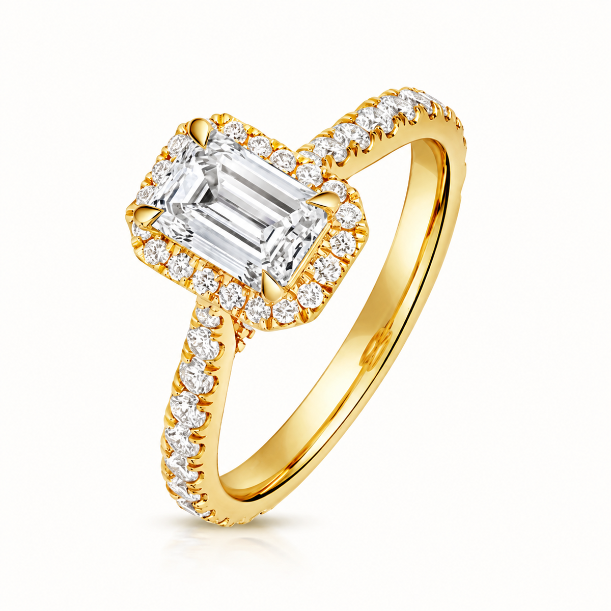 18ct gold emerald cut lab diamond engagement ring alternative view