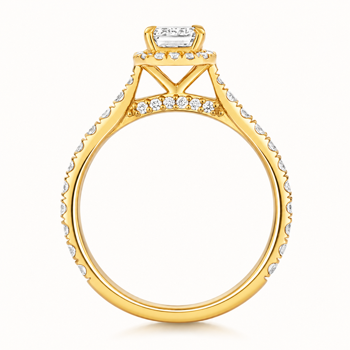 18ct gold emerald cut lab diamond engagement ring alternative view