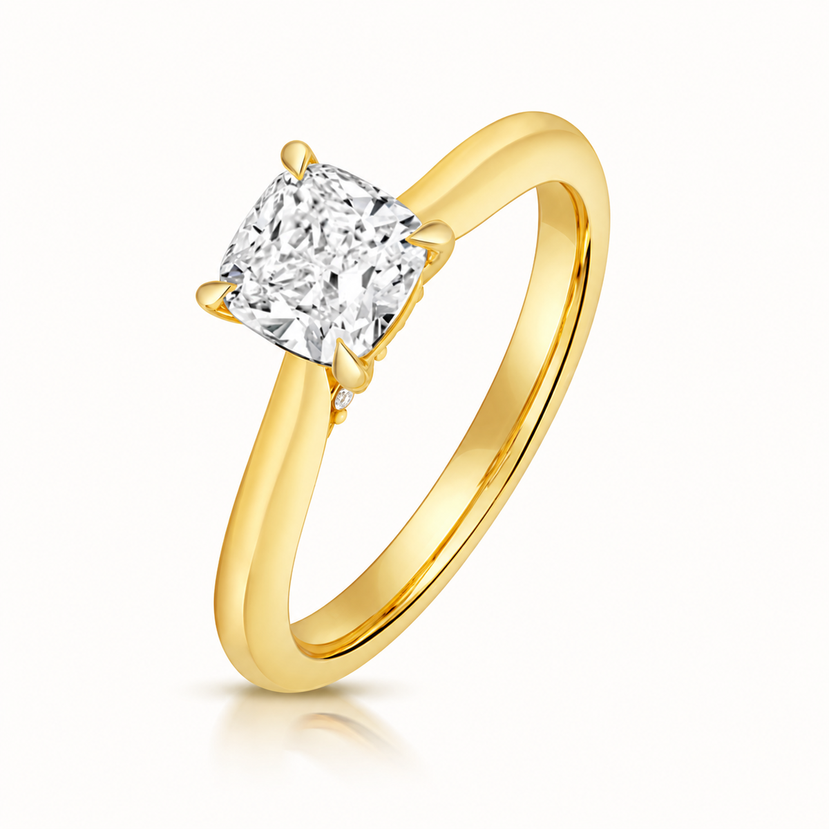 18ct gold cushion lab diamond engagement ring alternative view
