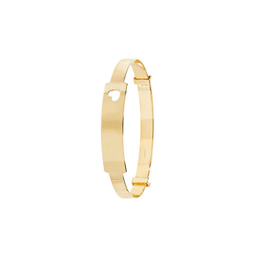 9Ct Gold Babies' Diamond Cut Heart Expandable ID Bangle - BN132ID/7