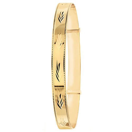 9Ct Gold Diamond Cut Expandable Bangle - BN141/1