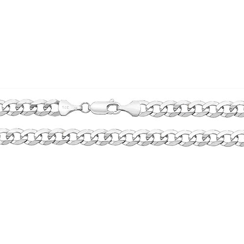9CT White Gold Flat Bevelled Curb Chain - CH441W