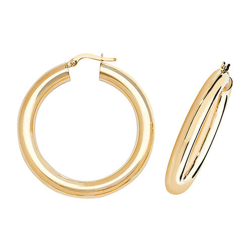9Ct Gold Tube Hoops - ER1005