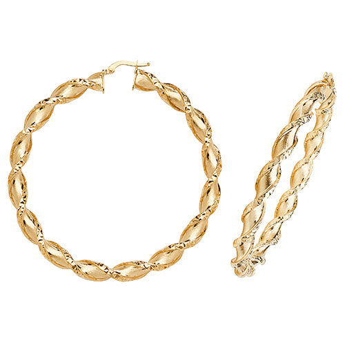 9CT Gold Diamond Cut Twisted Hoops