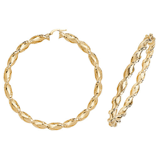 9CT Gold Diamond Cut Twisted Hoops