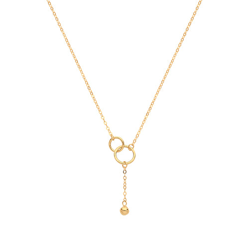 9ct Gold Double Circle With Drop Chain Necklet - NK1609