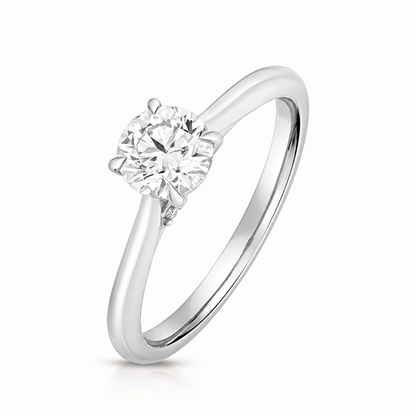 18ct Gold 0.75ct Round Lab Diamond Solitaire Engagement Ring white gold front view