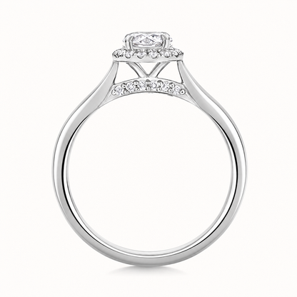 18ct Gold 1.00ct Round Lab Diamond Halo Engagement Ring white gold alternative view
